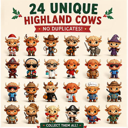 🐂2026 Highland Cow Advent Calendar — 24 Unique Collectible Characters(📦Buy 2 Free Shipping)