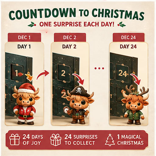 🐂2026 Highland Cow Advent Calendar — 24 Unique Collectible Characters(📦Buy 2 Free Shipping)