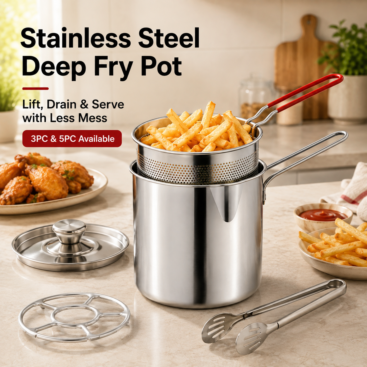 🍟 Personal Mini Deep Fryer Set for Small-Batch Frying