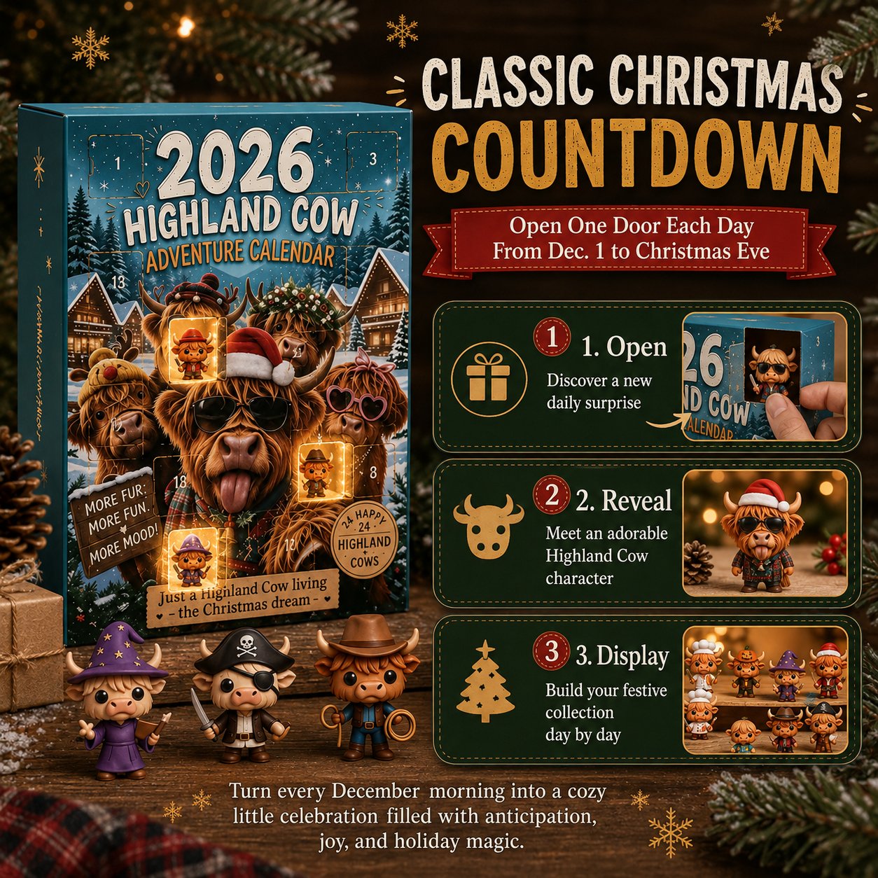 🐂2026 Highland Cow Advent Calendar — 24 Unique Collectible Characters(📦Buy 2 Free Shipping)